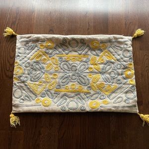 Crate and barrel yellow decorative pillow case